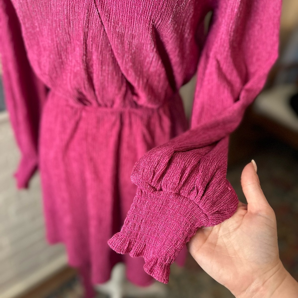 Flying Tomato Purple Accordion Ribbed Flowy Sleeve Dress - Picture 9 of 14